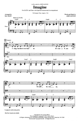 page one of Imagine (arr. Mac Huff) (SATB Choir)