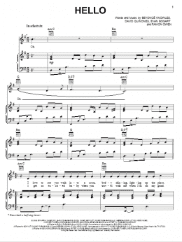 page one of Hello (Piano, Vocal & Guitar Chords (Right-Hand Melody))