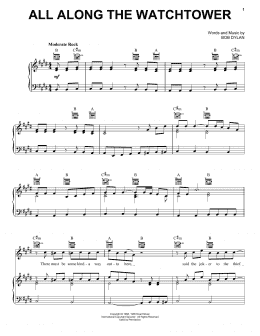 page one of All Along The Watchtower (Piano, Vocal & Guitar Chords (Right-Hand Melody))