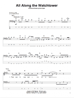 page one of All Along The Watchtower (Bass Guitar Tab)