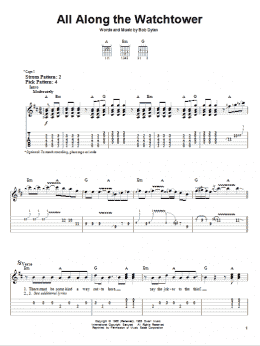 page one of All Along The Watchtower (Easy Guitar Tab)