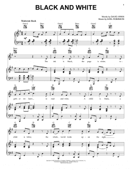 page one of Black And White (Piano, Vocal & Guitar Chords (Right-Hand Melody))