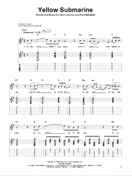 page one of Yellow Submarine (Guitar Tab (Single Guitar))