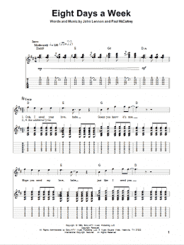 page one of Eight Days A Week (Guitar Tab (Single Guitar))