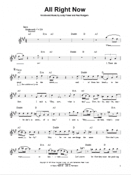 page one of All Right Now (Bass Guitar Tab)