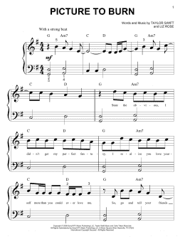 page one of Picture To Burn (Big Note Piano)