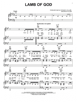 page one of Lamb Of God (Piano, Vocal & Guitar Chords (Right-Hand Melody))