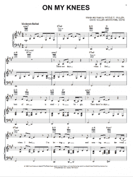 page one of On My Knees (Piano, Vocal & Guitar Chords (Right-Hand Melody))