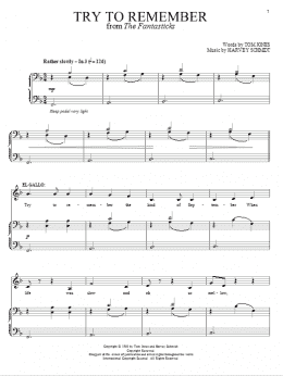 page one of Try To Remember (Piano & Vocal)