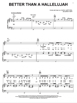 page one of Better Than A Hallelujah (Piano, Vocal & Guitar Chords (Right-Hand Melody))
