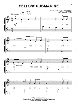 page one of Yellow Submarine (Beginning Piano Solo)