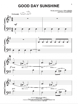 page one of Good Day Sunshine (Beginning Piano Solo)