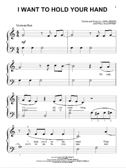 page one of I Want To Hold Your Hand (Beginning Piano Solo)