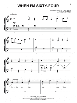 page one of When I'm Sixty-Four (Beginning Piano Solo)