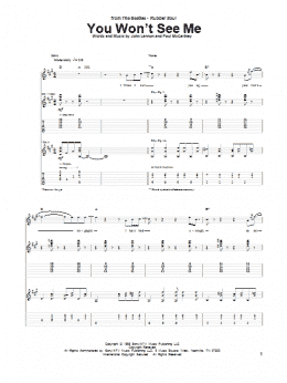 page one of You Won't See Me (Guitar Tab)