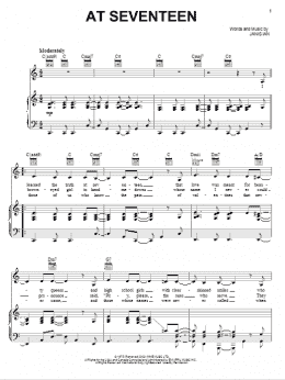 page one of At Seventeen (Piano, Vocal & Guitar Chords (Right-Hand Melody))