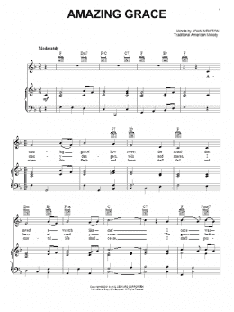 page one of Amazing Grace (Piano, Vocal & Guitar Chords (Right-Hand Melody))