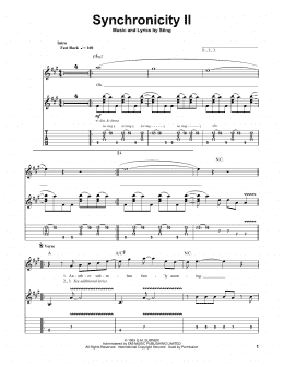 page one of Synchronicity II (Guitar Tab (Single Guitar))