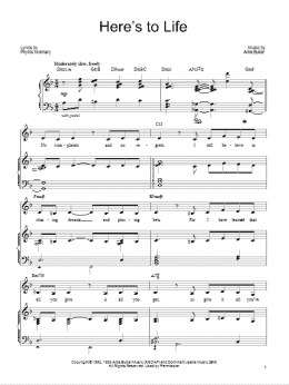 page one of Here's To Life (Piano, Vocal & Guitar Chords (Right-Hand Melody))