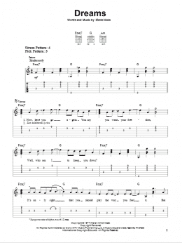 page one of Dreams (Easy Guitar Tab)