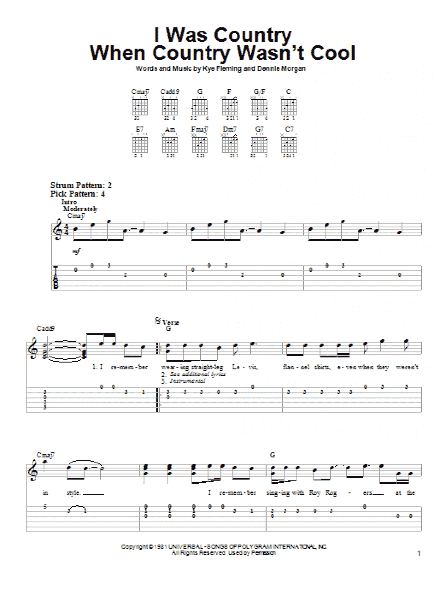 country music tablature