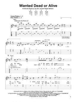 page one of Wanted Dead Or Alive (Easy Guitar Tab)