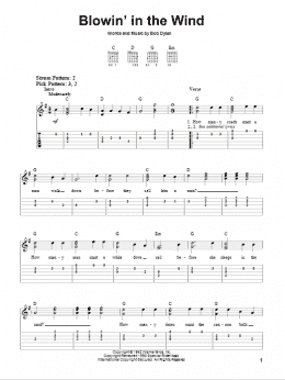 page one of Blowin' In The Wind (Easy Guitar Tab)