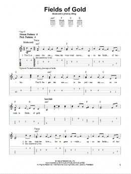 page one of Fields Of Gold (Easy Guitar Tab)