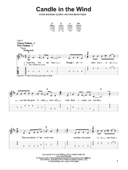 page one of Candle In The Wind (Easy Guitar Tab)