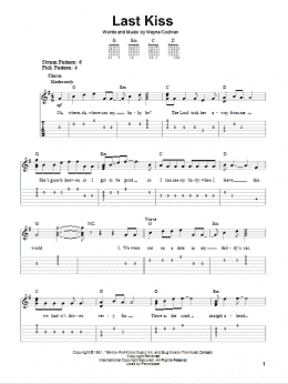 page one of Last Kiss (Easy Guitar Tab)