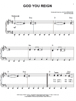 page one of God You Reign (Easy Piano)