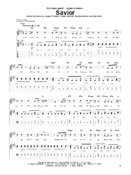 page one of Savior (Guitar Tab)