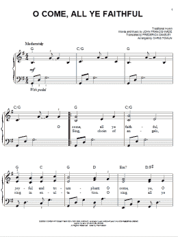 page one of O Come, All Ye Faithful (Easy Piano)