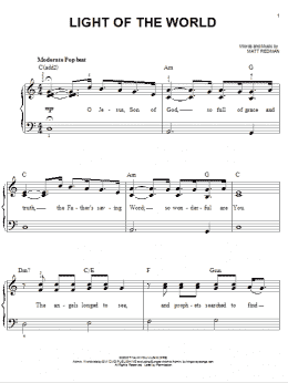 page one of Light Of The World (Easy Piano)