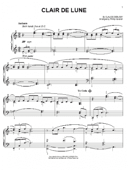 page one of Clair de Lune (from Frankie and Johnny) (arr. Phillip Keveren) (Easy Piano)