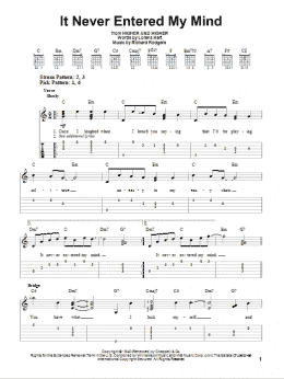 page one of It Never Entered My Mind (Easy Guitar Tab)