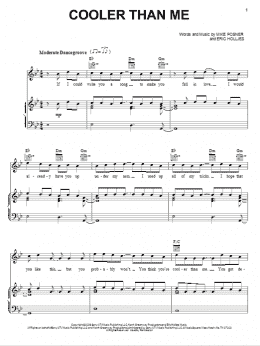 page one of Cooler Than Me (Piano, Vocal & Guitar Chords (Right-Hand Melody))