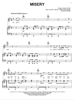 page one of Misery (Piano, Vocal & Guitar Chords (Right-Hand Melody))