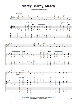 page one of Mercy, Mercy, Mercy (Easy Guitar Tab)