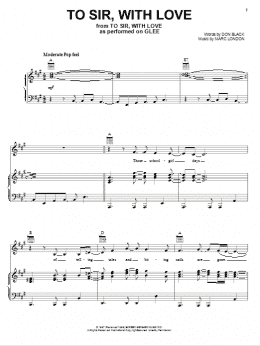 page one of To Sir, With Love (Piano, Vocal & Guitar Chords (Right-Hand Melody))