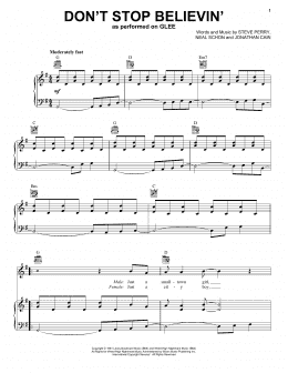 page one of Don't Stop Believin' (Piano, Vocal & Guitar Chords (Right-Hand Melody))