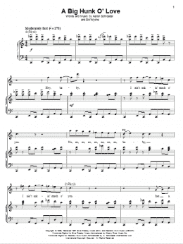 page one of A Big Hunk O' Love (Piano & Vocal)