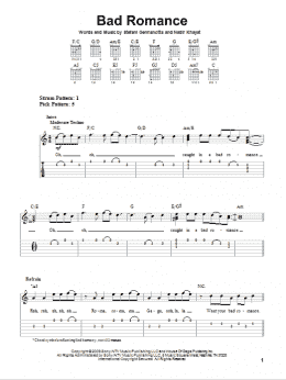 page one of Bad Romance (Easy Guitar Tab)