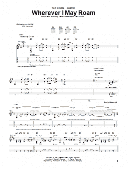 page one of Wherever I May Roam (Guitar Tab)