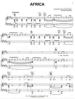 page one of Africa (Piano, Vocal & Guitar Chords (Right-Hand Melody))