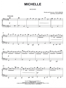 page one of Michelle (Piano Duet)