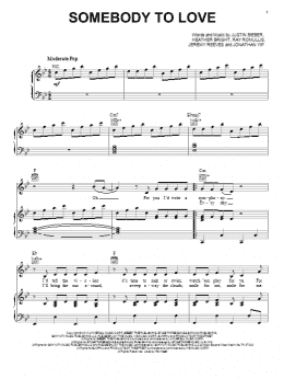 page one of Somebody To Love (Piano, Vocal & Guitar Chords (Right-Hand Melody))