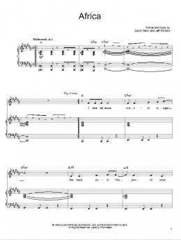 page one of Africa (Piano, Vocal & Guitar Chords (Right-Hand Melody))