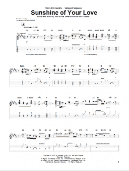 page one of Sunshine Of Your Love (Guitar Tab)