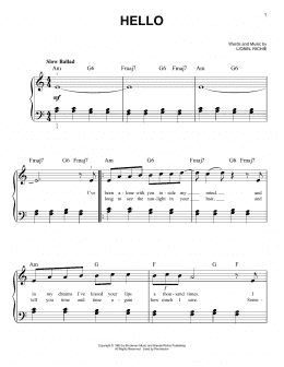 page one of Hello (Easy Piano)